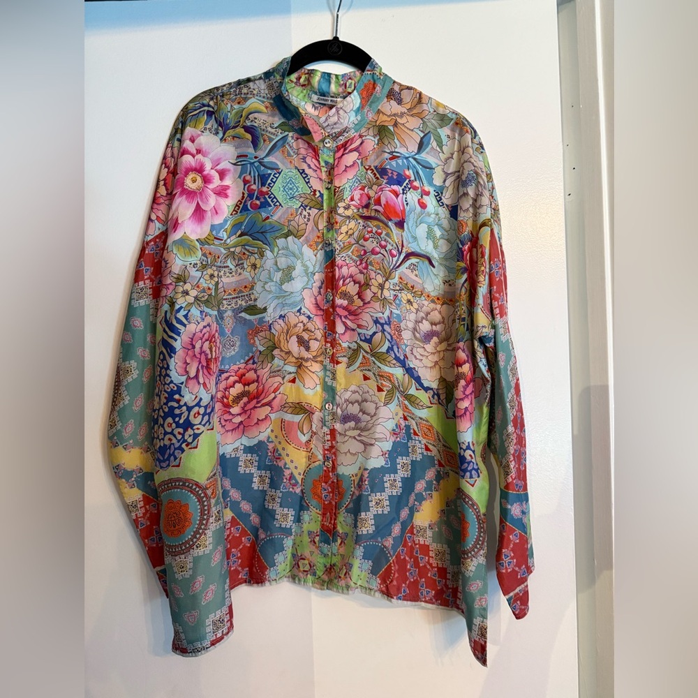 Johnny Was Colorful Floral Blouse